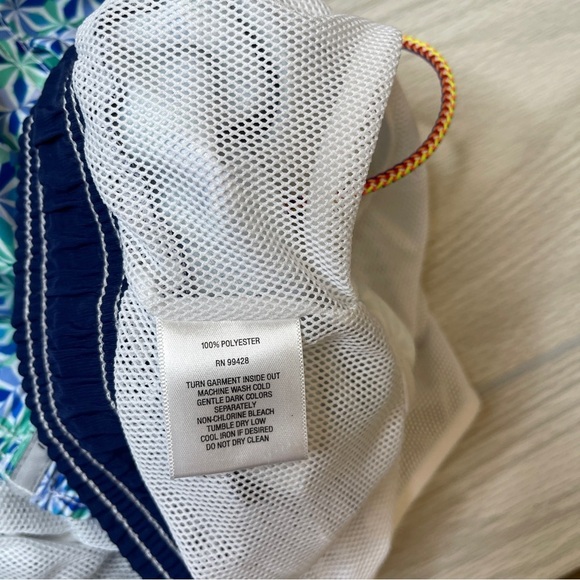 Bugatchi Mid Length 7” Blue Green Geometric Swim Lined Shorts Trunks Mens Size M - Picture 9 of 13